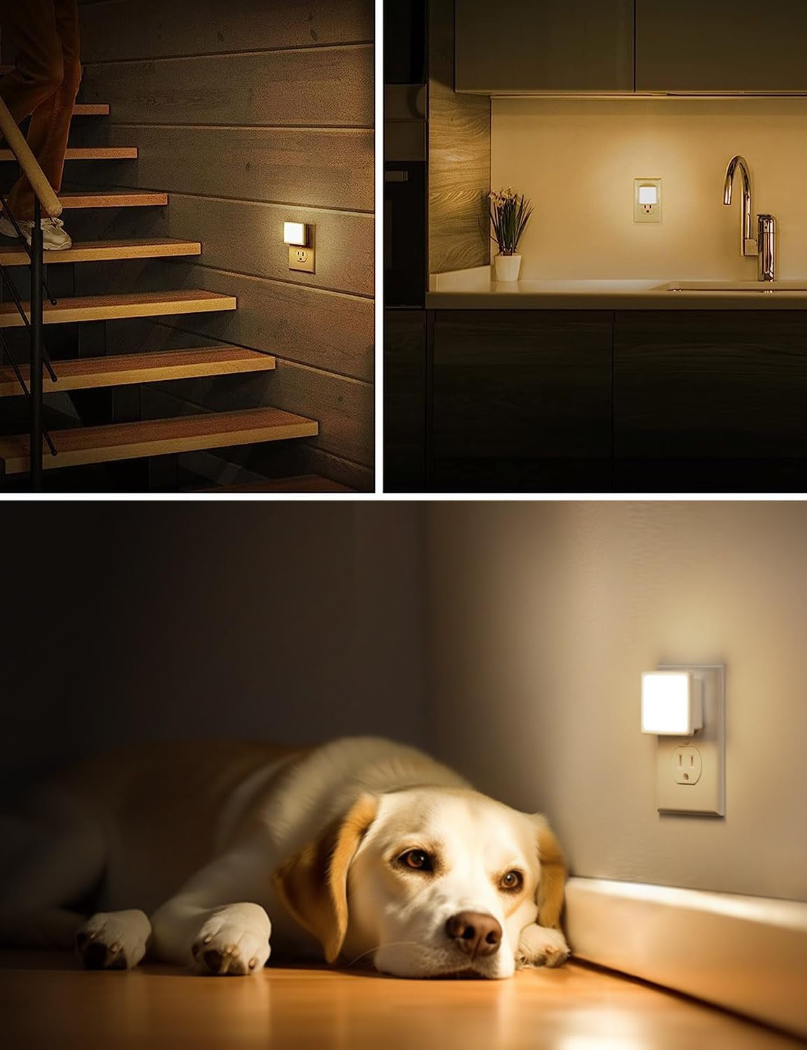 L LOHAS LED Night Lights Plug into Wall 2-Pack, 0.3W Plug in Night Light | Dusk to Dawn, 3000K Soft White, Bright Nightlight Auto-on/off, for Adults Kids Room Bedroom Bathroom Hallway Kitchen, Non-Dim