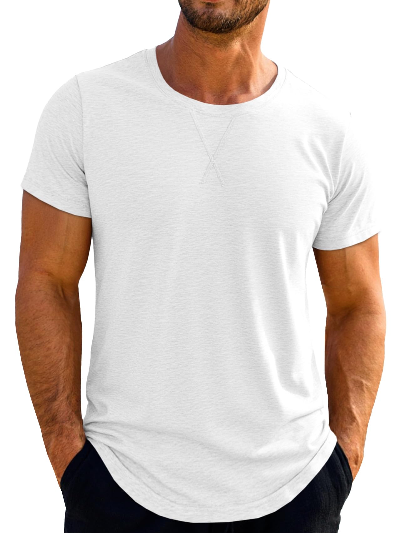 Runcati Mens Short Sleeve T-Shirts Crew Neck Casual Shirt Summer Classic Basic Lightweight Fashion Tees