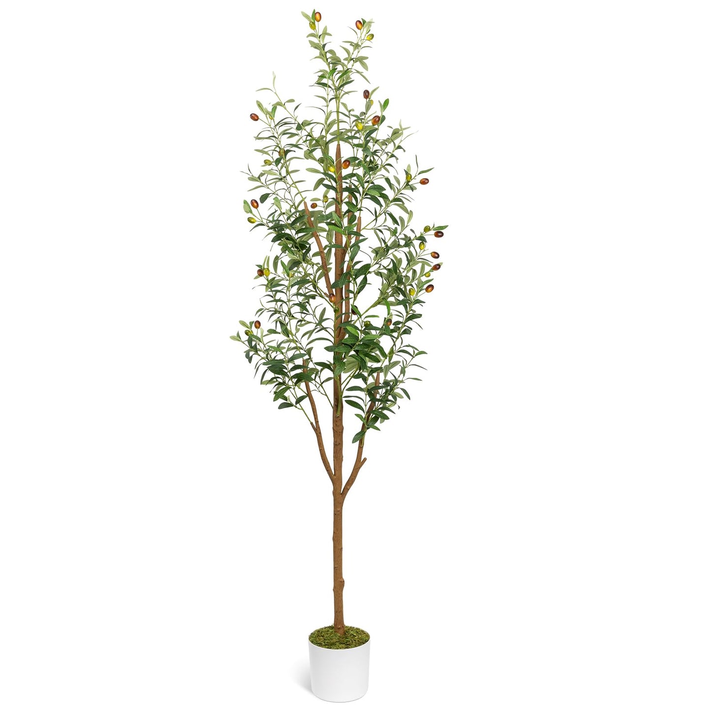 6FT Artificial Olive Tree Indoor Tall Faux with Planter&Basket | Large Fake Olive Silk Trees Realistic Olive Plants with Branches and Fruits for Home Decor Office Living Room