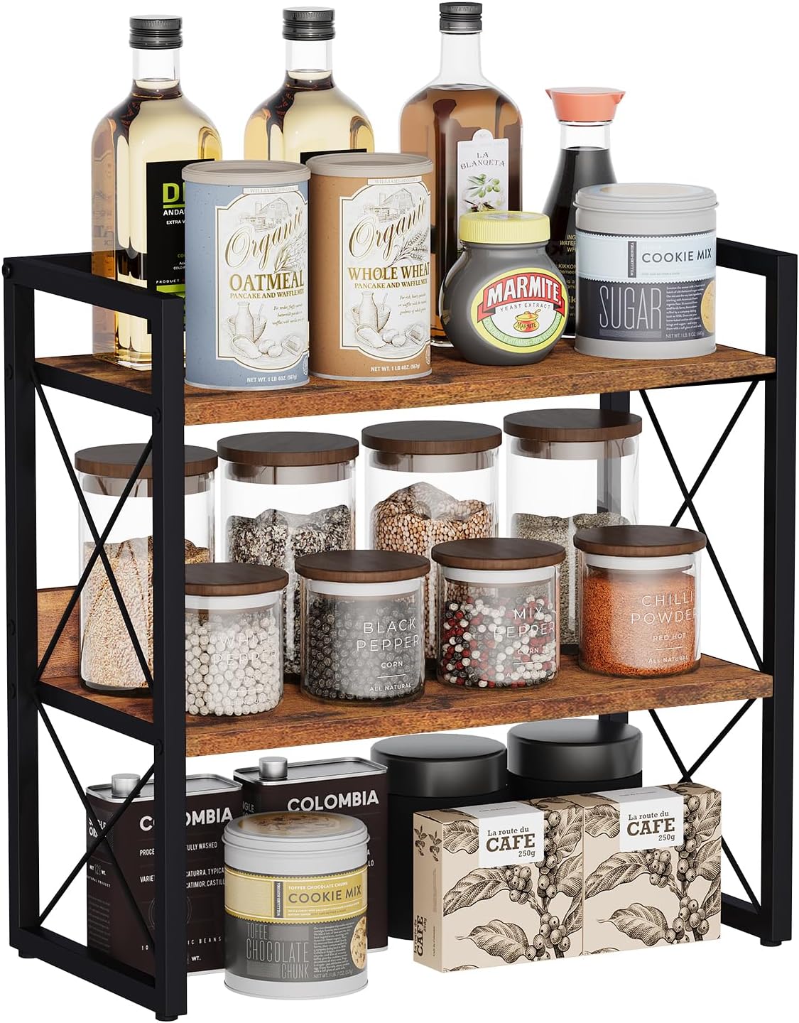 YINMIT 3-Tier Countertop Shelf Organizer, Kitchen Spice Rack for Coffee Bar | Space-saving storage for spices,skincare,toiletries,mugs and jars,for pantry,bathroom vanity,home office and dorm rooms