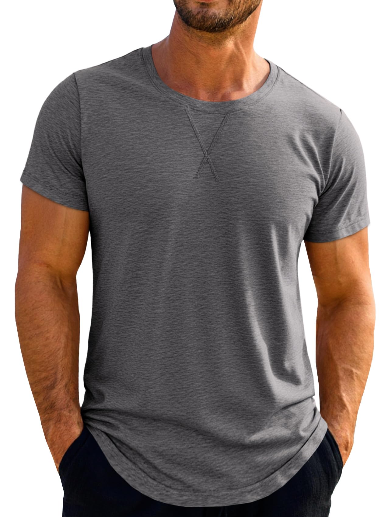 Runcati Mens Short Sleeve T-Shirts Crew Neck Casual Shirt Summer Classic Basic Lightweight Fashion Tees