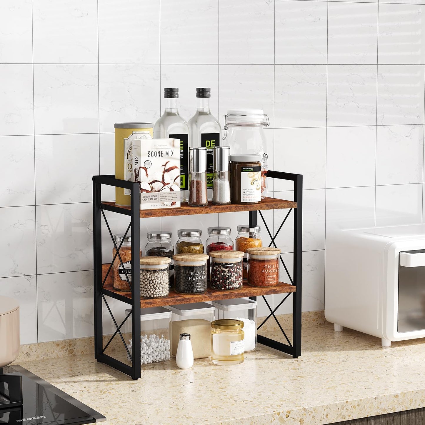 YINMIT 3-Tier Countertop Shelf Organizer, Kitchen Spice Rack for Coffee Bar | Space-saving storage for spices,skincare,toiletries,mugs and jars,for pantry,bathroom vanity,home office and dorm rooms