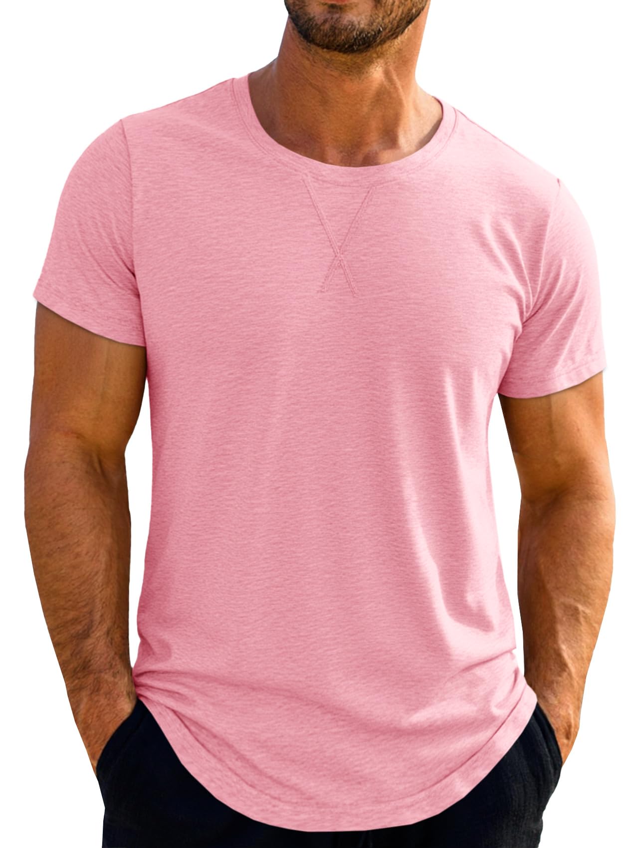 Runcati Mens Short Sleeve T-Shirts Crew Neck Casual Shirt Summer Classic Basic Lightweight Fashion Tees