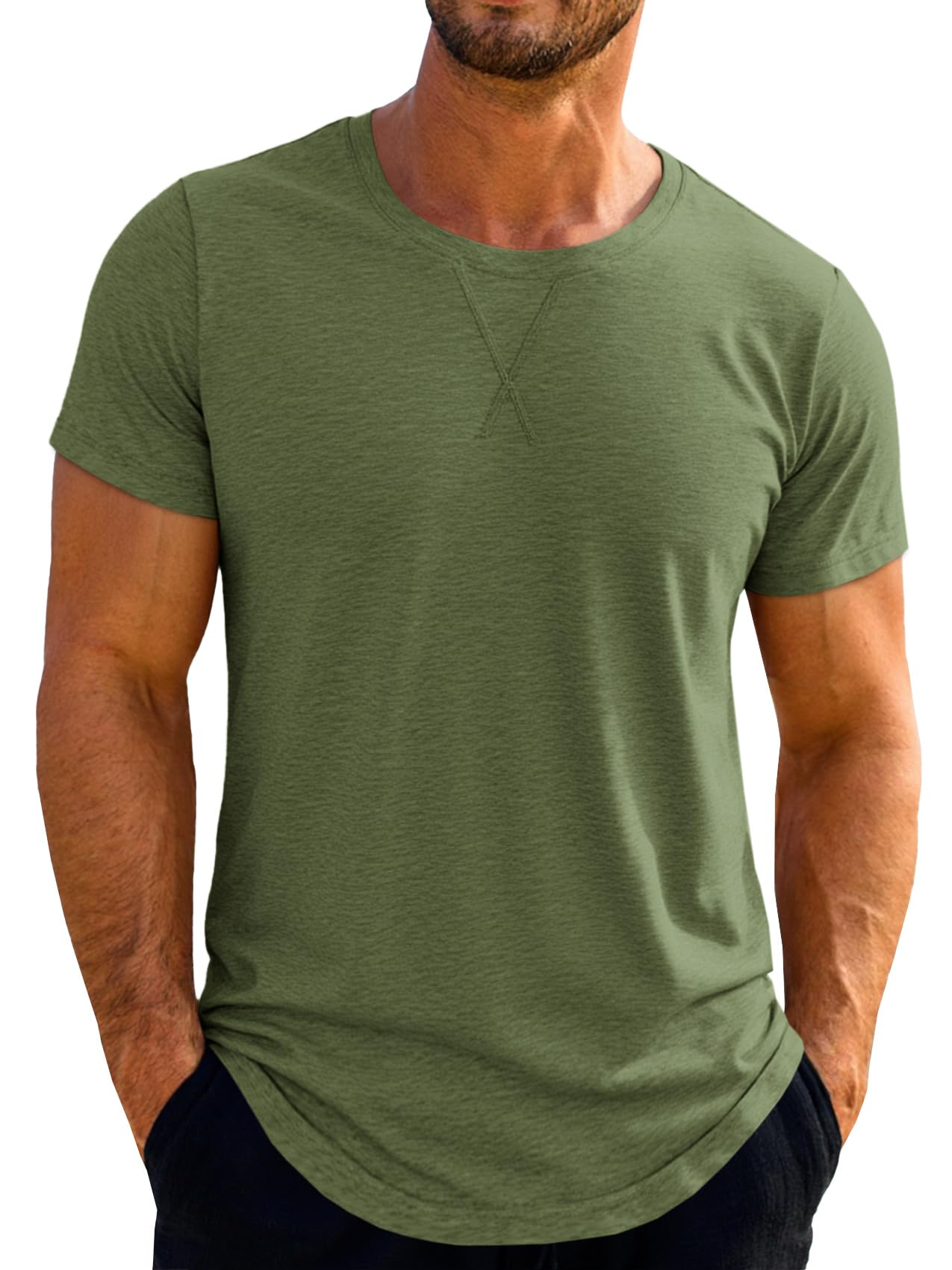 Runcati Mens Short Sleeve T-Shirts Crew Neck Casual Shirt Summer Classic Basic Lightweight Fashion Tees