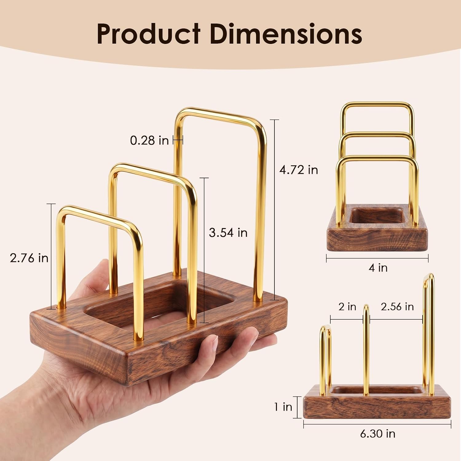 2 Pack Cutting Board Holder with Hardwood Base,Stand for Pot Lids | Heavy Duty Chopping Boards and Baking Sheets,Small Organization Dish Rack for Countertop