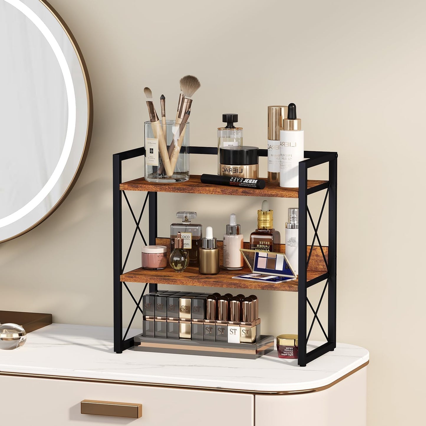 YINMIT 3-Tier Countertop Shelf Organizer, Kitchen Spice Rack for Coffee Bar | Space-saving storage for spices,skincare,toiletries,mugs and jars,for pantry,bathroom vanity,home office and dorm rooms