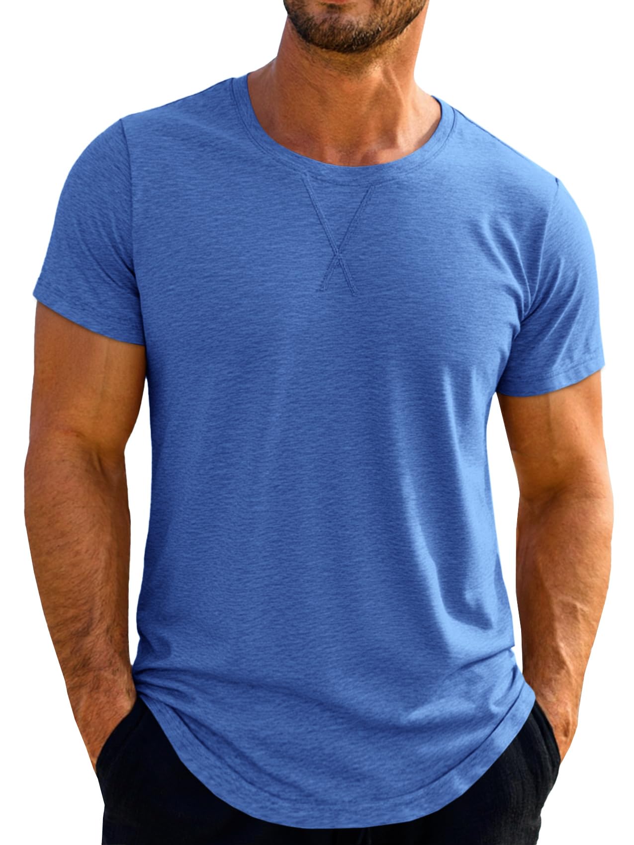 Runcati Mens Short Sleeve T-Shirts Crew Neck Casual Shirt Summer Classic Basic Lightweight Fashion Tees