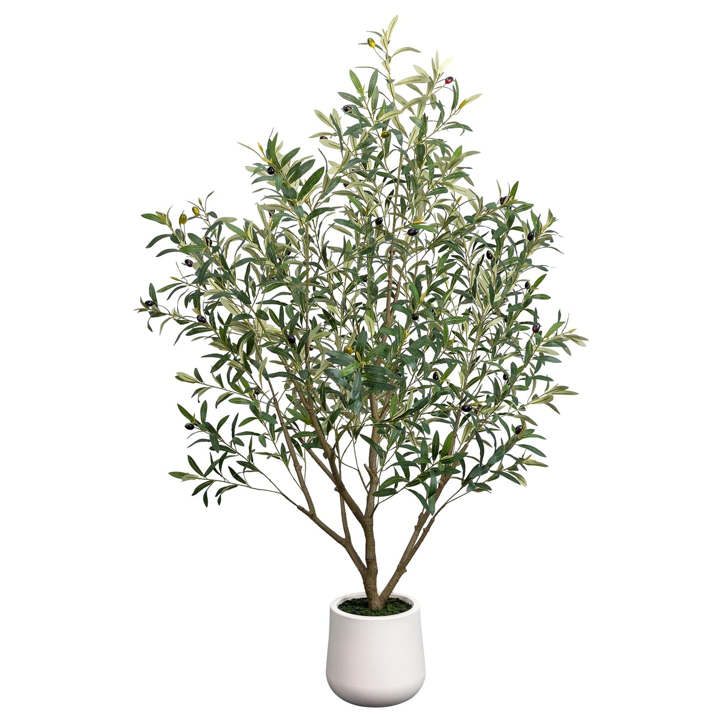 6FT Artificial Olive Tree Indoor Tall Faux with Planter&Basket | Large Fake Olive Silk Trees Realistic Olive Plants with Branches and Fruits for Home Decor Office Living Room