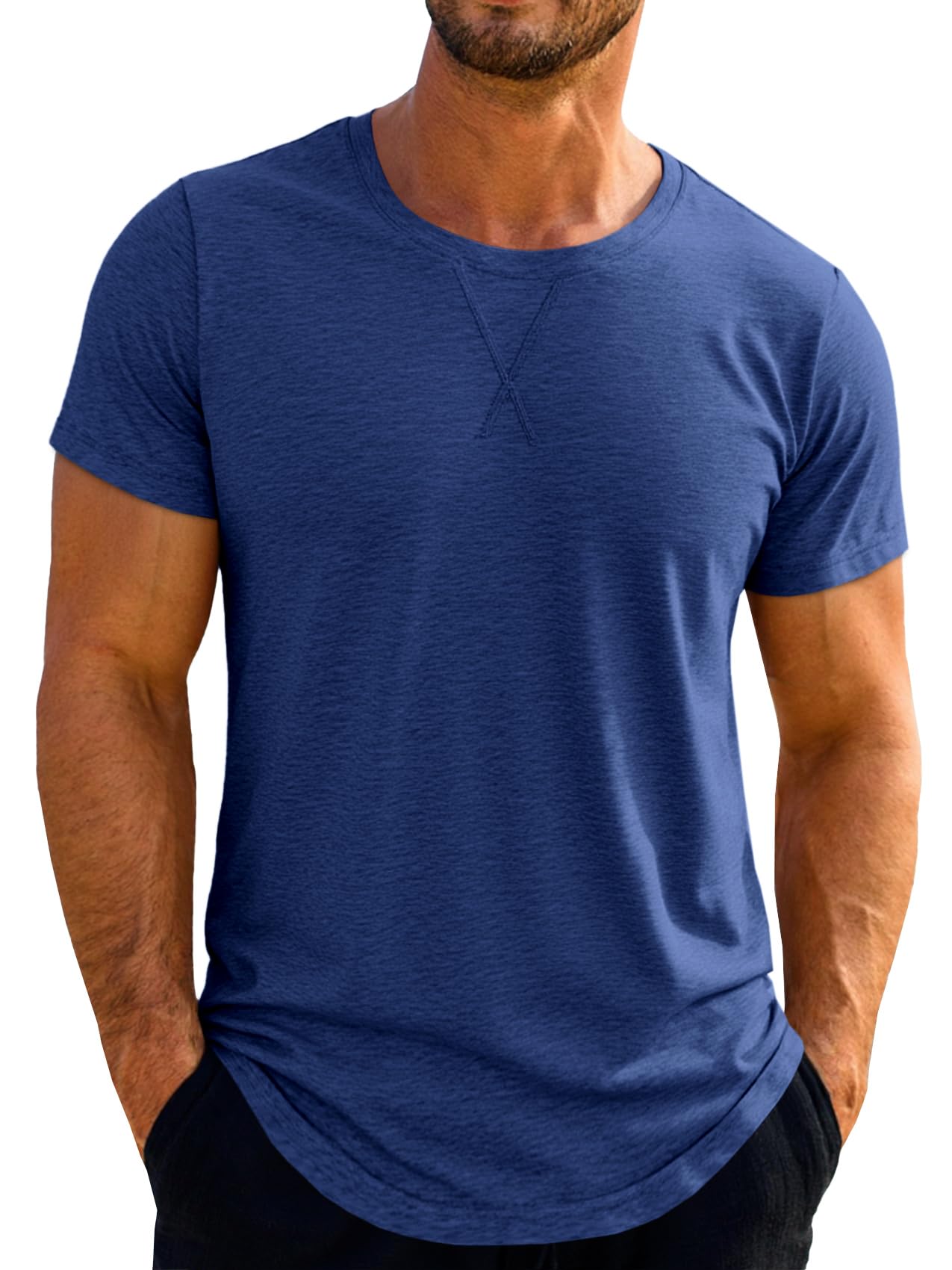 Runcati Mens Short Sleeve T-Shirts Crew Neck Casual Shirt Summer Classic Basic Lightweight Fashion Tees