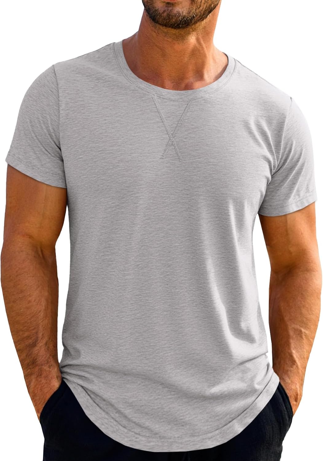 Runcati Mens Short Sleeve T-Shirts Crew Neck Casual Shirt Summer Classic Basic Lightweight Fashion Tees