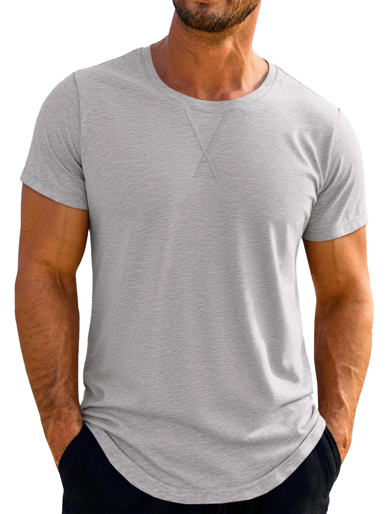 Runcati Mens Short Sleeve T-Shirts Crew Neck Casual Shirt Summer Classic Basic Lightweight Fashion Tees