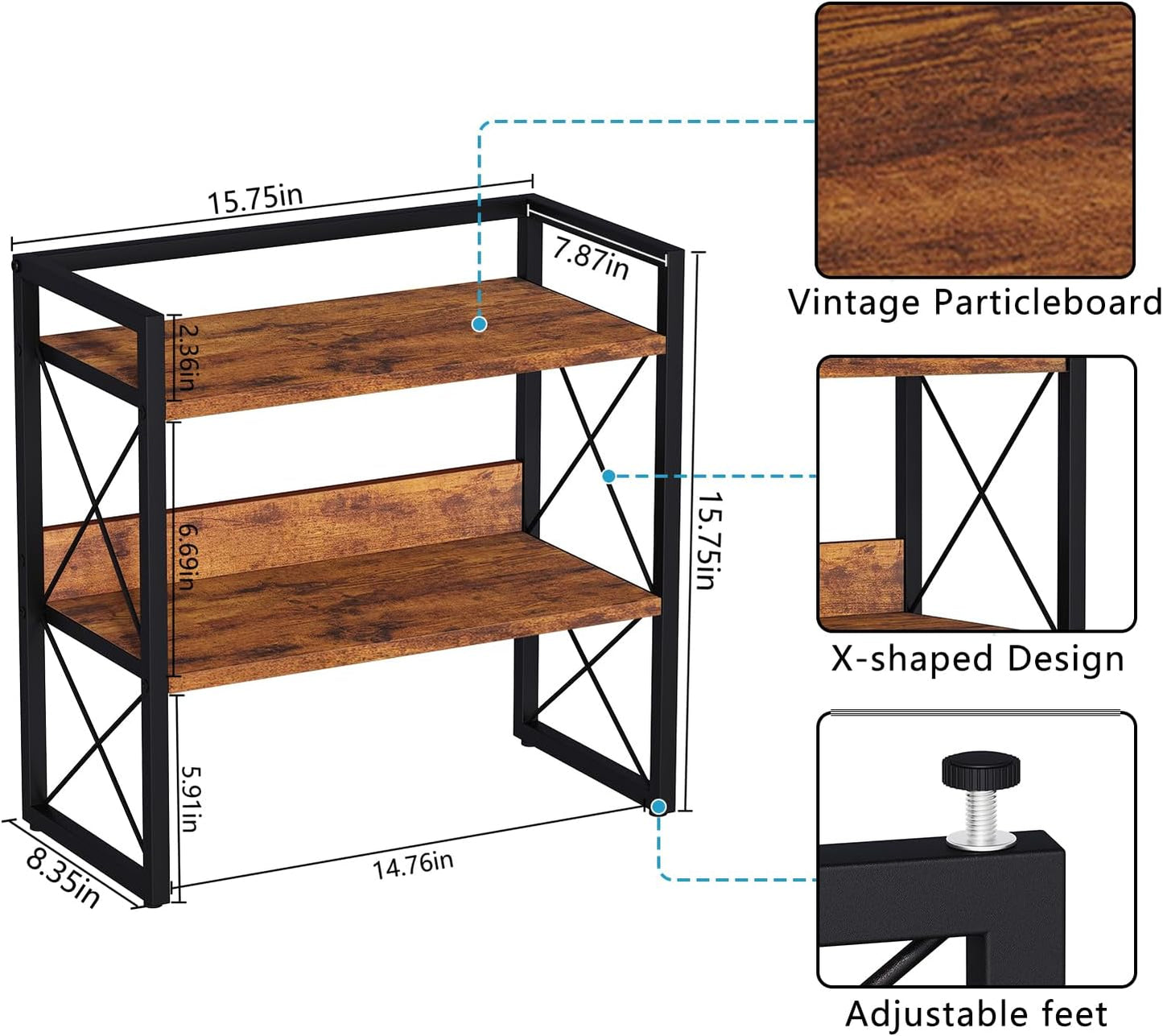 YINMIT 3-Tier Countertop Shelf Organizer, Kitchen Spice Rack for Coffee Bar | Space-saving storage for spices,skincare,toiletries,mugs and jars,for pantry,bathroom vanity,home office and dorm rooms