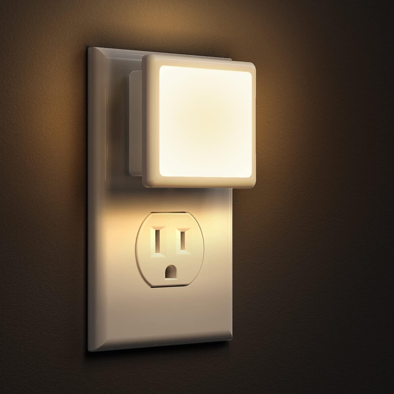 L LOHAS LED Night Lights Plug into Wall 2-Pack, 0.3W Plug in Night Light | Dusk to Dawn, 3000K Soft White, Bright Nightlight Auto-on/off, for Adults Kids Room Bedroom Bathroom Hallway Kitchen, Non-Dim