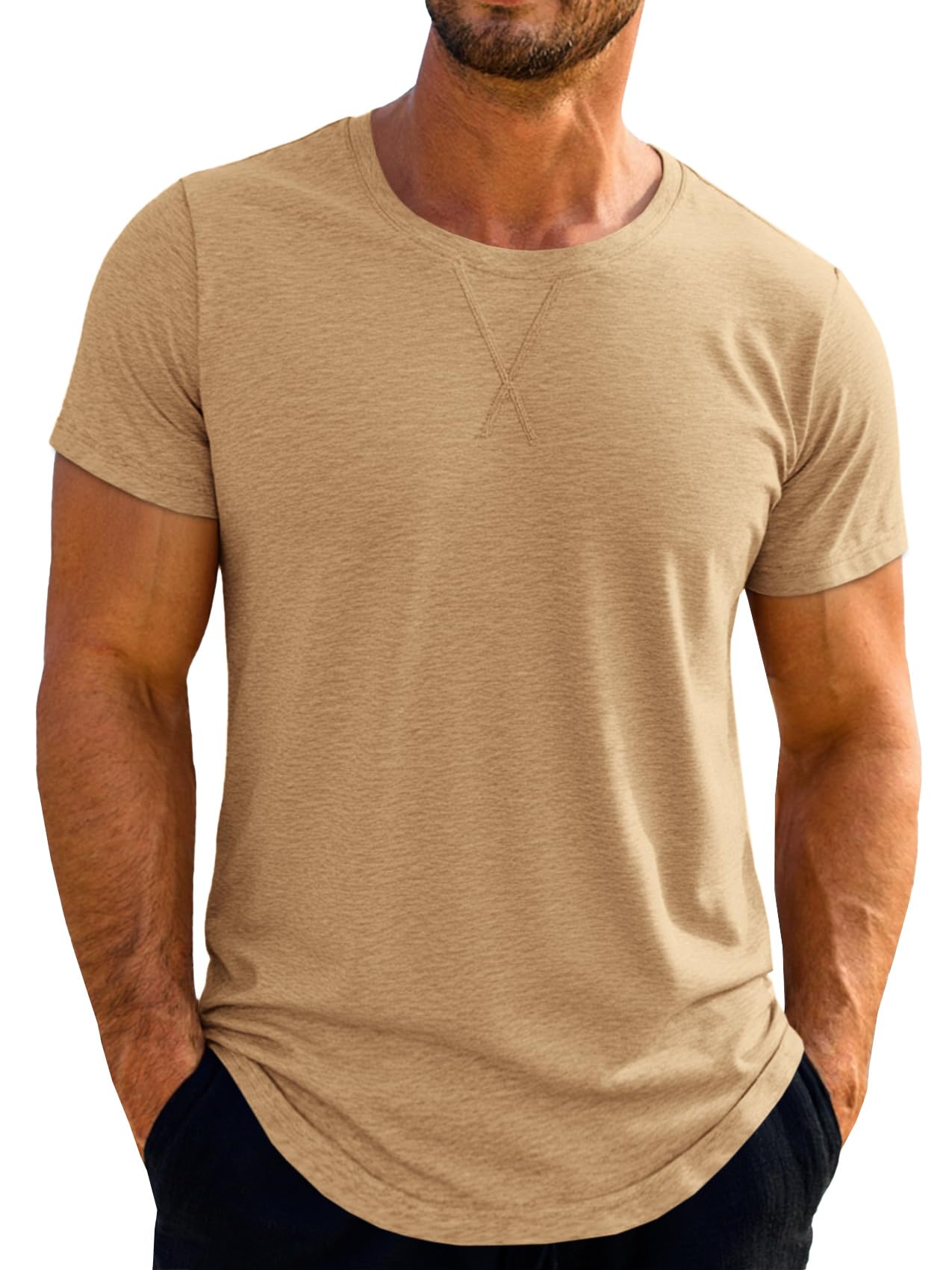 Runcati Mens Short Sleeve T-Shirts Crew Neck Casual Shirt Summer Classic Basic Lightweight Fashion Tees