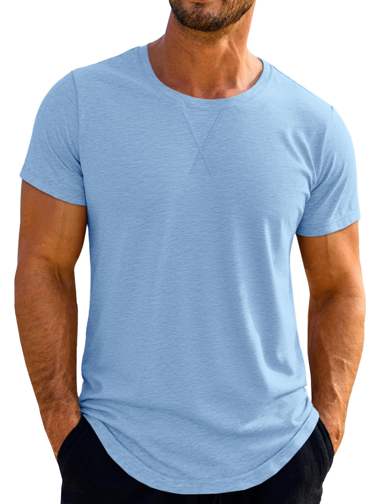 Runcati Mens Short Sleeve T-Shirts Crew Neck Casual Shirt Summer Classic Basic Lightweight Fashion Tees