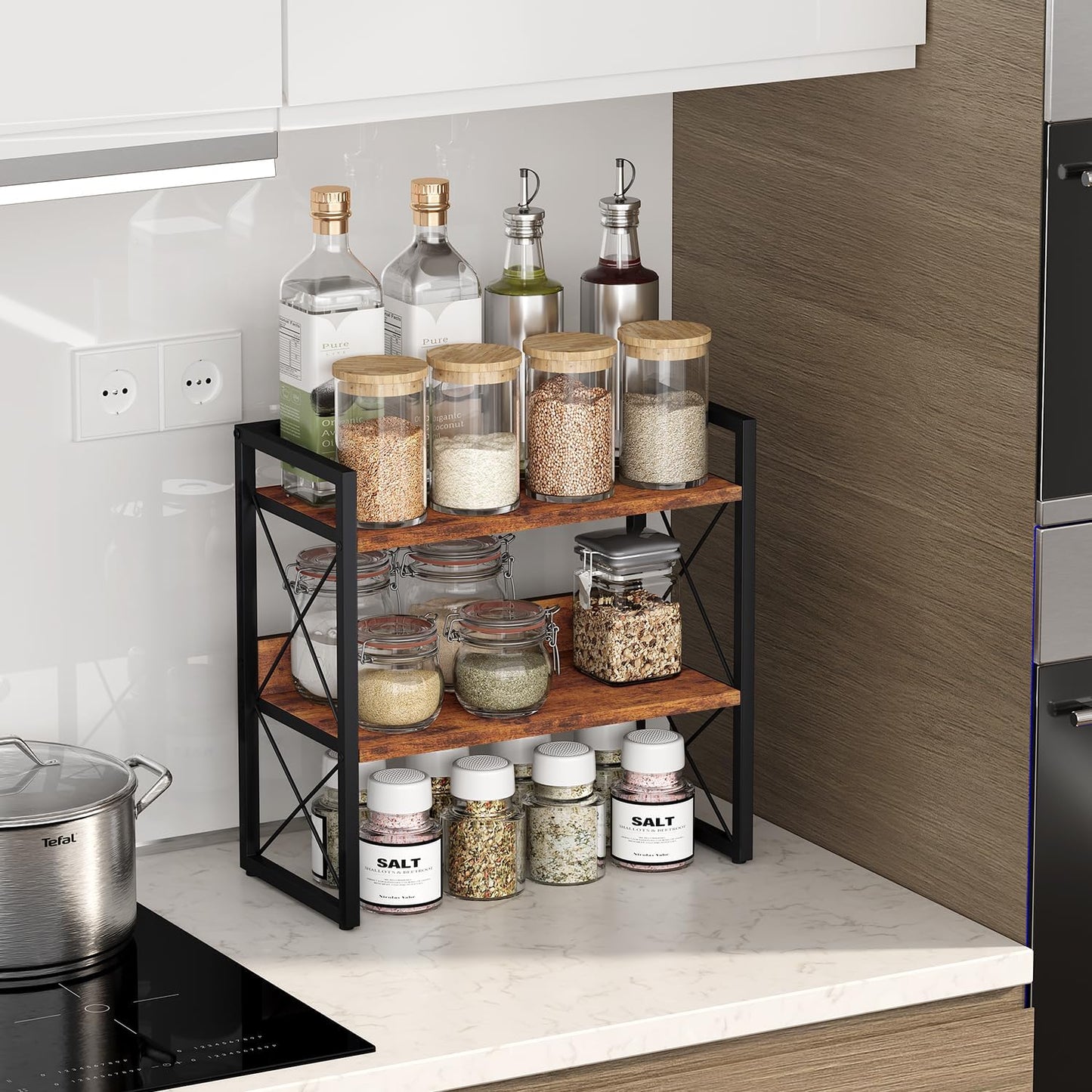 YINMIT 3-Tier Countertop Shelf Organizer, Kitchen Spice Rack for Coffee Bar | Space-saving storage for spices,skincare,toiletries,mugs and jars,for pantry,bathroom vanity,home office and dorm rooms