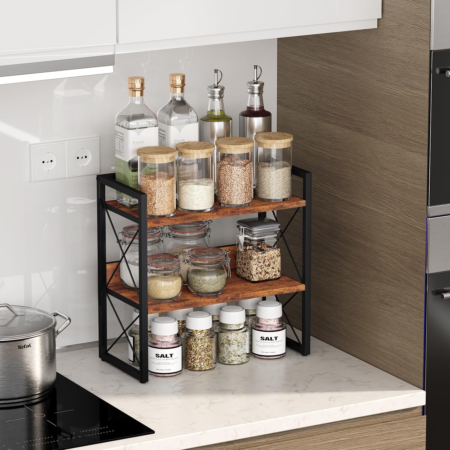 YINMIT 3-Tier Countertop Shelf Organizer, Kitchen Spice Rack for Coffee Bar | Space-saving storage for spices,skincare,toiletries,mugs and jars,for pantry,bathroom vanity,home office and dorm rooms
